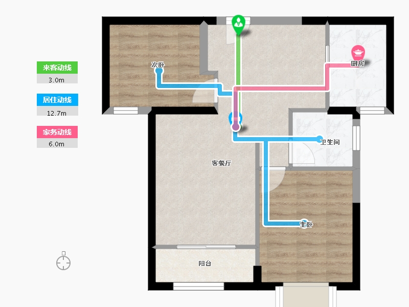 天津-天津市-世茂鼓浪水镇月沙湾26号楼建面87m²-59.04-户型库-动静线