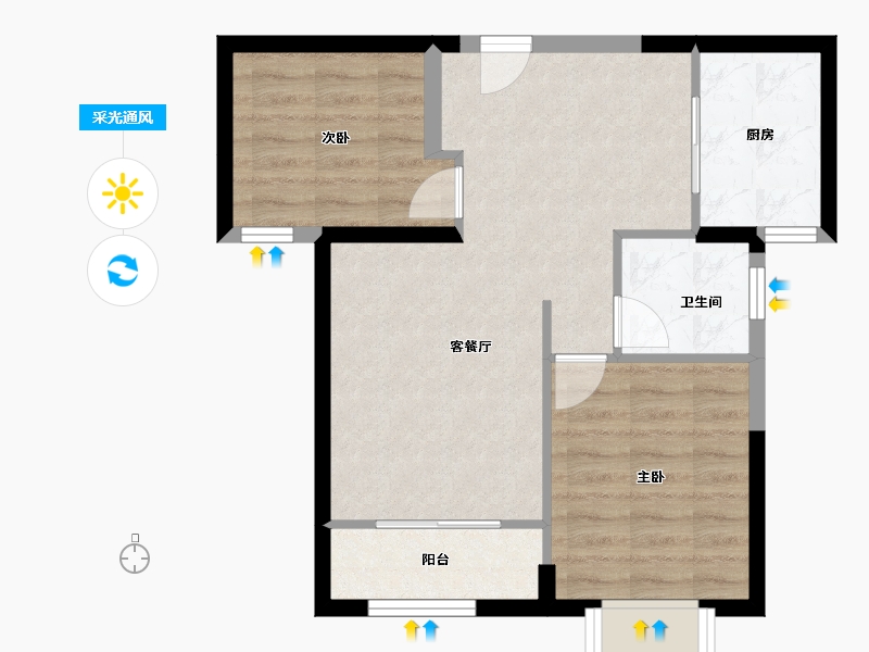 天津-天津市-世茂鼓浪水镇月沙湾26号楼建面87m²-59.04-户型库-采光通风