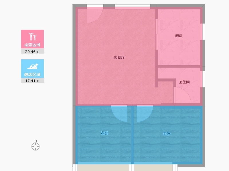 天津-天津市-世茂鼓浪水镇月沙湾22号楼建面75m²-42.11-户型库-动静分区