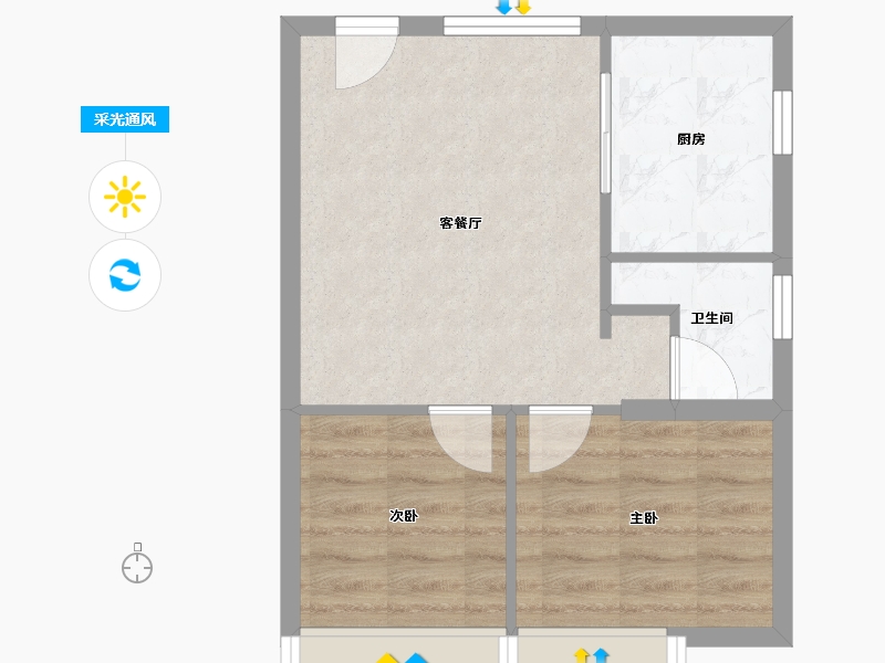 天津-天津市-世茂鼓浪水镇月沙湾22号楼建面75m²-42.11-户型库-采光通风