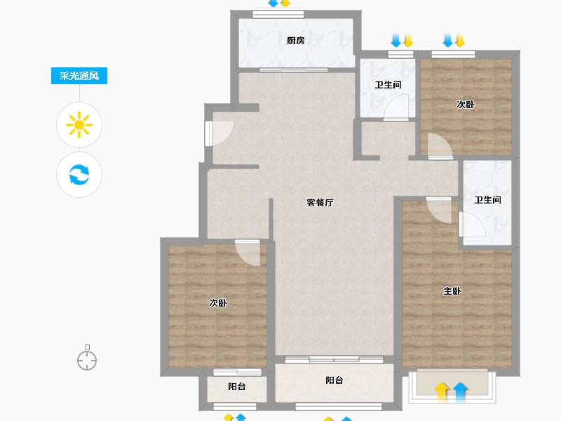 天津-天津市-世茂鼓浪水镇鼓浪湾75号楼,鼓浪湾70号楼,鼓浪湾77号楼,鼓浪湾73号楼,鼓浪湾7-98.51-户型库-采光通风