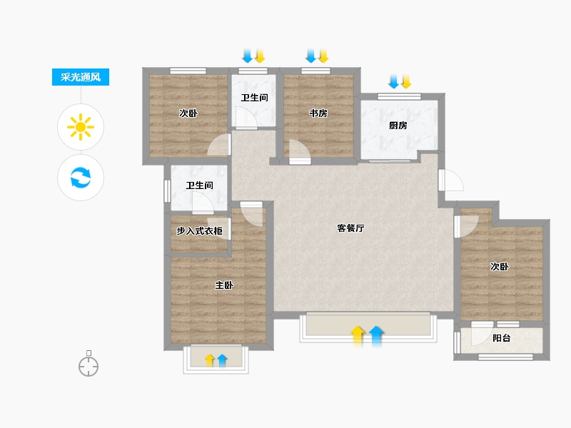 天津-天津市-凤栖梧桐建面144㎡-96.26-户型库-采光通风