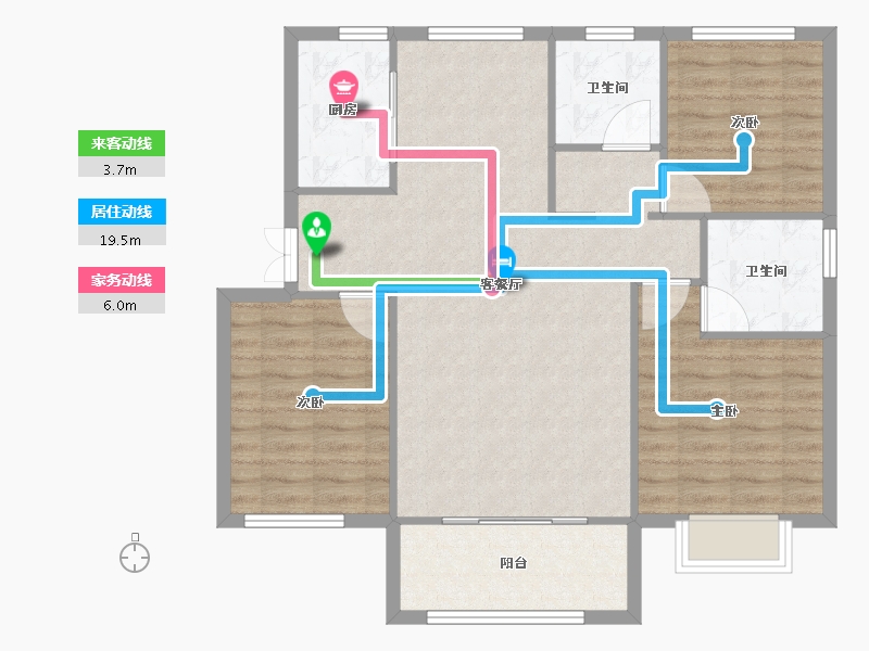 天津-天津市-融信西海岸28号楼建面119m²-95.20-户型库-动静线