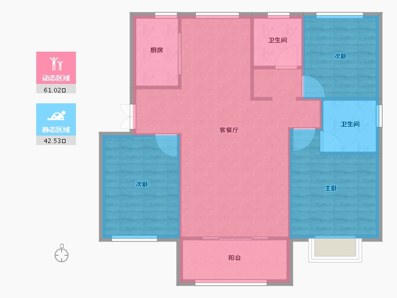 天津-天津市-融信西海岸28号楼建面119m²-95.20-户型库-动静分区