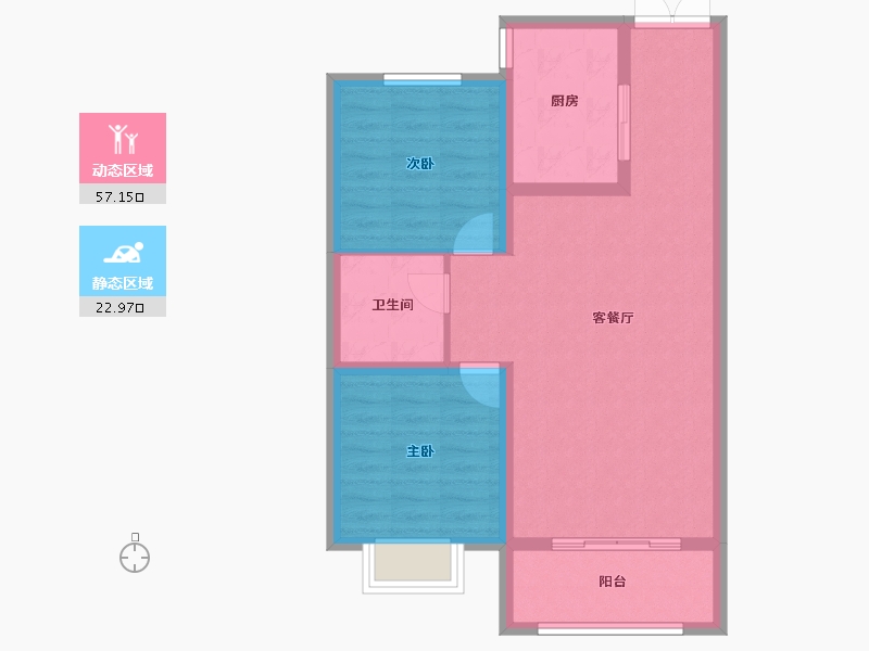 天津-天津市-融信西海岸28号楼建面90m²-72.01-户型库-动静分区