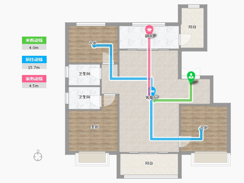 天津-天津市-融信西海岸52号楼,63号楼建面131m²-104.80-户型库-动静线