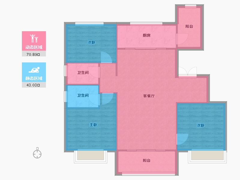 天津-天津市-融信西海岸52号楼,63号楼建面131m²-104.80-户型库-动静分区