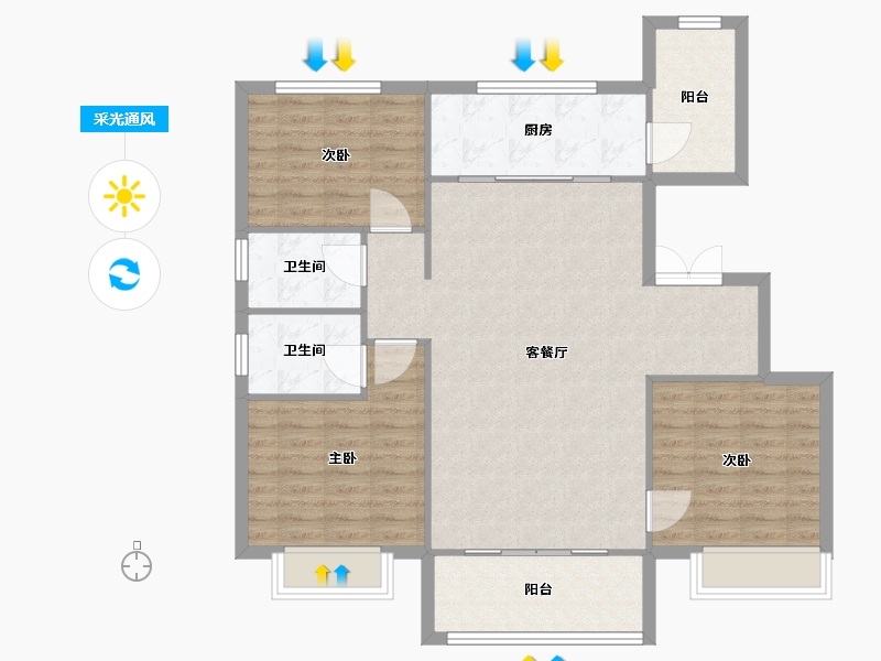 天津-天津市-融信西海岸52号楼,63号楼建面131m²-104.80-户型库-采光通风