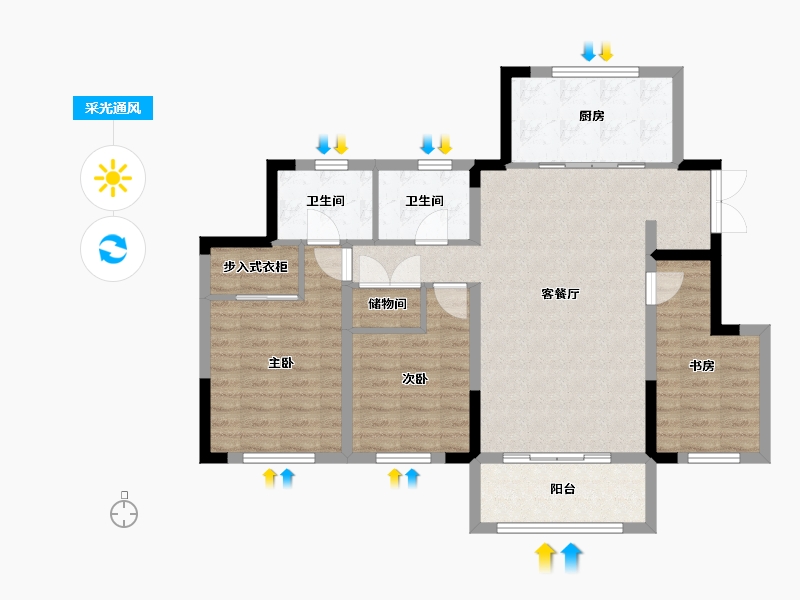 天津-天津市-中昂安纳西小镇泓丽花园17号楼,泓丽花园23号楼,泓丽花园30号楼,1号楼,2号楼-91.32-户型库-采光通风