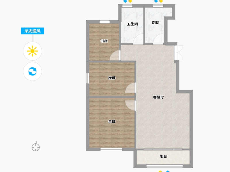 天津-天津市-中昂安纳西小镇34号楼建面97m²-77.59-户型库-采光通风