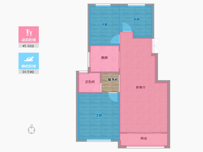 天津-天津市-中昂安纳西小镇31号楼,34号楼建面97m²-71.72-户型库-动静分区