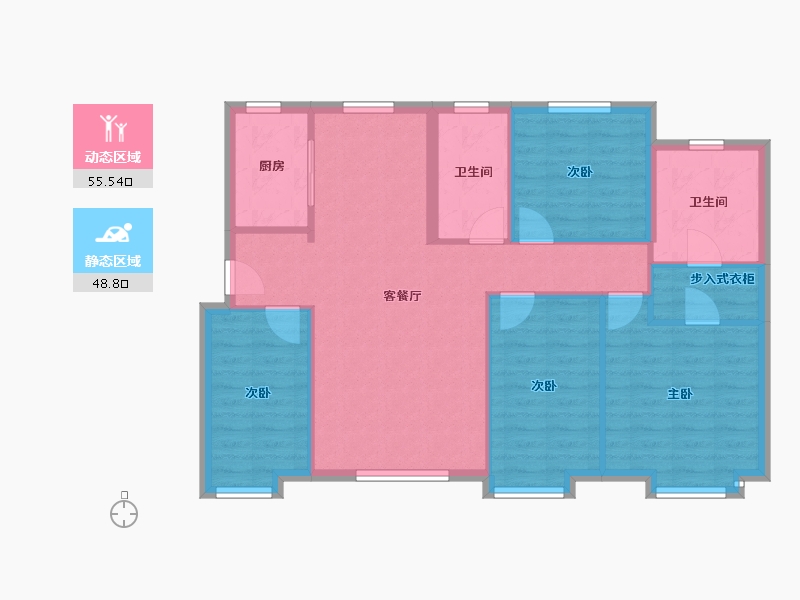 天津-天津市-中骏云景台1号楼,2号楼,3号楼,4号楼,5号楼,8号楼,9号楼,10号-94.57-户型库-动静分区