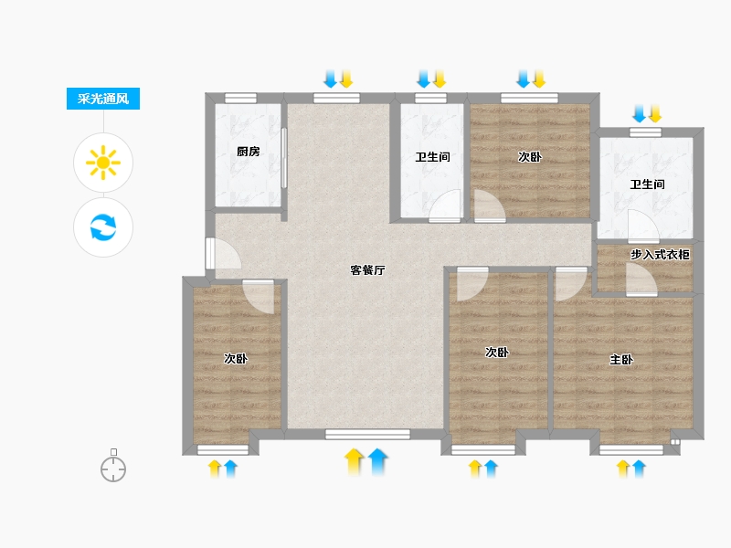 天津-天津市-中骏云景台1号楼,2号楼,3号楼,4号楼,5号楼,8号楼,9号楼,10号-94.57-户型库-采光通风