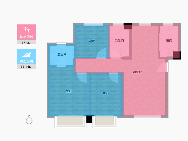 天津-天津市-中骏云景台1号楼,2号楼,3号楼,4号楼,5号楼,8号楼,9号楼,10号-62.60-户型库-动静分区