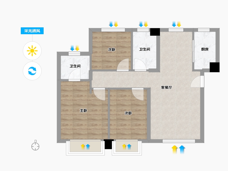 天津-天津市-中骏云景台1号楼,2号楼,3号楼,4号楼,5号楼,8号楼,9号楼,10号-62.60-户型库-采光通风