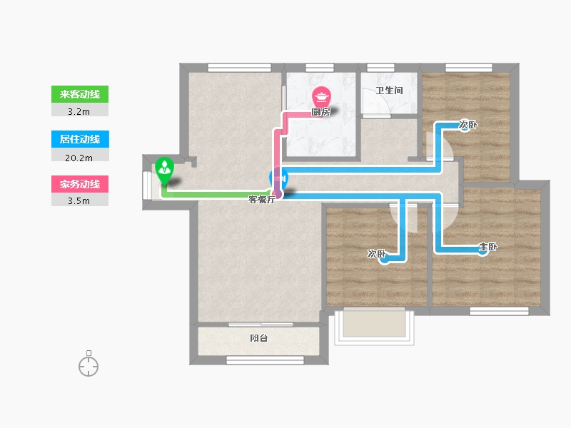 天津-天津市-鸿坤理想城鸿坤理想城24号楼建面105m²-65.55-户型库-动静线