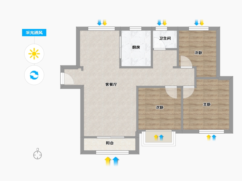 天津-天津市-鸿坤理想城鸿坤理想城24号楼建面105m²-65.55-户型库-采光通风