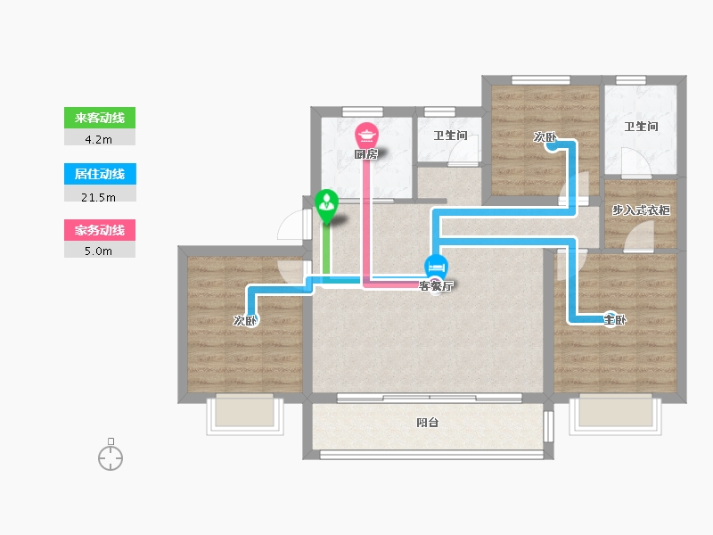 天津-天津市-鸿坤理想城鸿坤理想城16号楼建面126m²-86.15-户型库-动静线