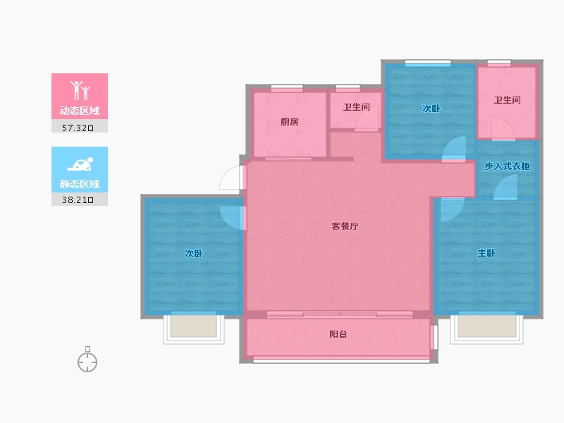 天津-天津市-鸿坤理想城鸿坤理想城16号楼建面126m²-86.15-户型库-动静分区