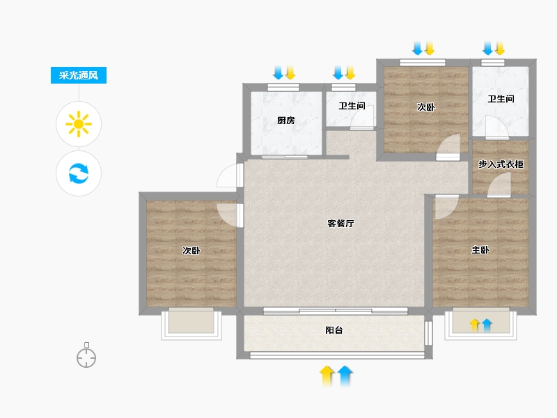 天津-天津市-鸿坤理想城鸿坤理想城16号楼建面126m²-86.15-户型库-采光通风