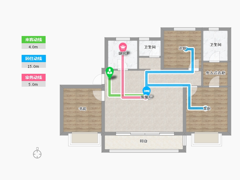 天津-天津市-鸿坤理想城澜境东苑50号楼,澜境西苑70号楼建面130m²-82.60-户型库-动静线