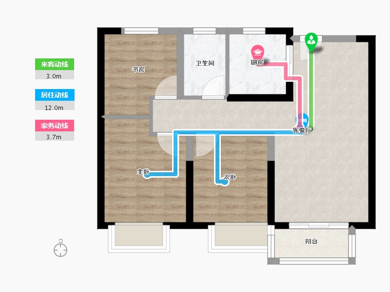 天津-天津市-鸿坤理想城鸿坤理想城24号楼建面98m²-61.52-户型库-动静线