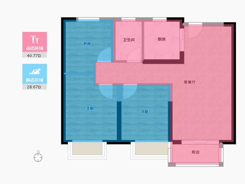 天津-天津市-鸿坤理想城鸿坤理想城24号楼建面98m²-61.52-户型库-动静分区