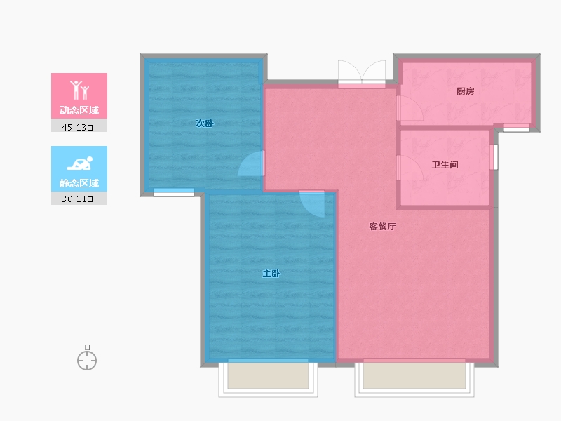 天津-天津市-静壹城建面86m²-68.80-户型库-动静分区