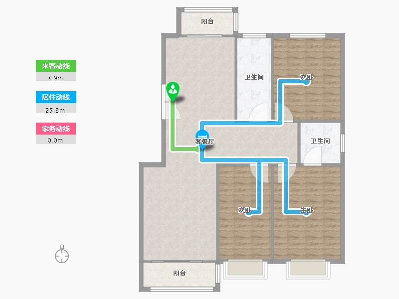 天津-天津市-御河园御河园1号楼建面156m²-125.27-户型库-动静线