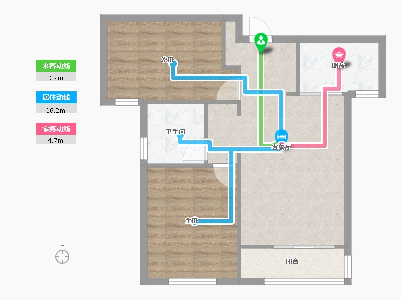 天津-天津市-静壹城建面建面90m²-62.69-户型库-动静线