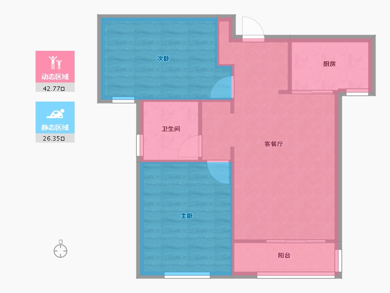 天津-天津市-静壹城建面建面90m²-62.69-户型库-动静分区