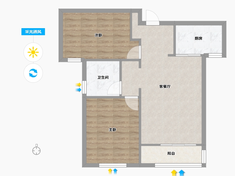 天津-天津市-静壹城建面建面90m²-62.69-户型库-采光通风