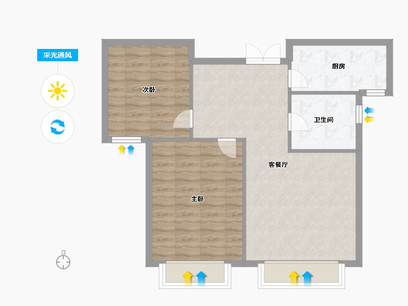 天津-天津市-静壹城建面86m²-68.80-户型库-采光通风