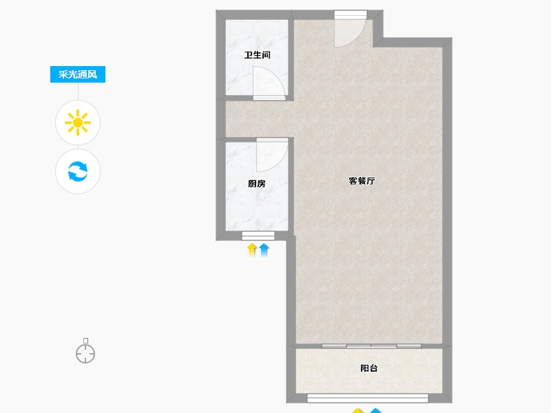 天津-天津市-静壹城建面建面58m²-46.40-户型库-采光通风