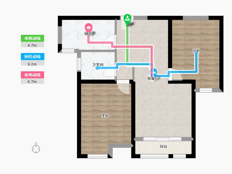 天津-天津市-松江高尔夫小镇建面99m²-64.86-户型库-动静线