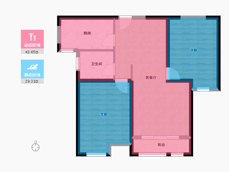 天津-天津市-松江高尔夫小镇建面99m²-64.86-户型库-动静分区