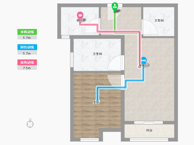 天津-天津市-松江高尔夫小镇建面81m²-64.81-户型库-动静线