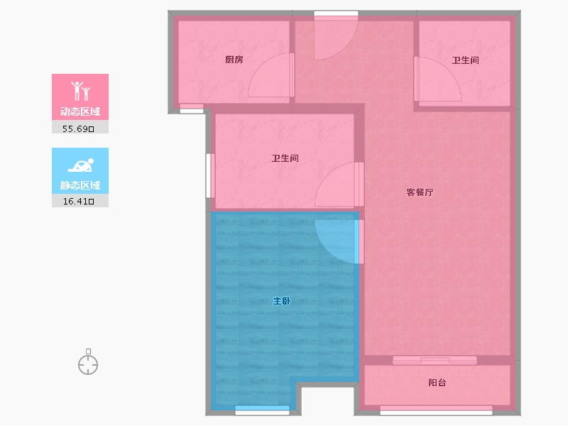 天津-天津市-松江高尔夫小镇建面81m²-64.81-户型库-动静分区