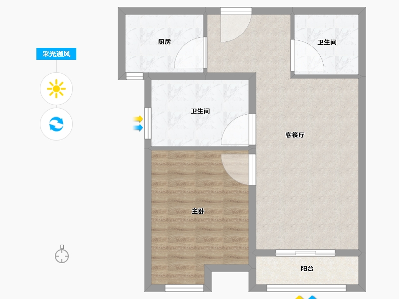 天津-天津市-松江高尔夫小镇建面81m²-64.81-户型库-采光通风