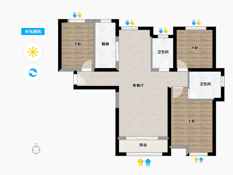 天津-天津市-松江高尔夫小镇建面130m²-82.00-户型库-采光通风