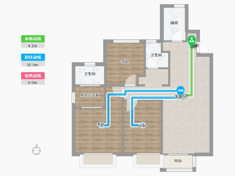 天津-天津市-新湖美丽洲17栋,21栋,22栋,5栋建面122m²-77.65-户型库-动静线