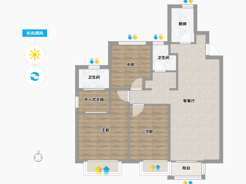 天津-天津市-新湖美丽洲17栋,21栋,22栋,5栋建面122m²-77.65-户型库-采光通风