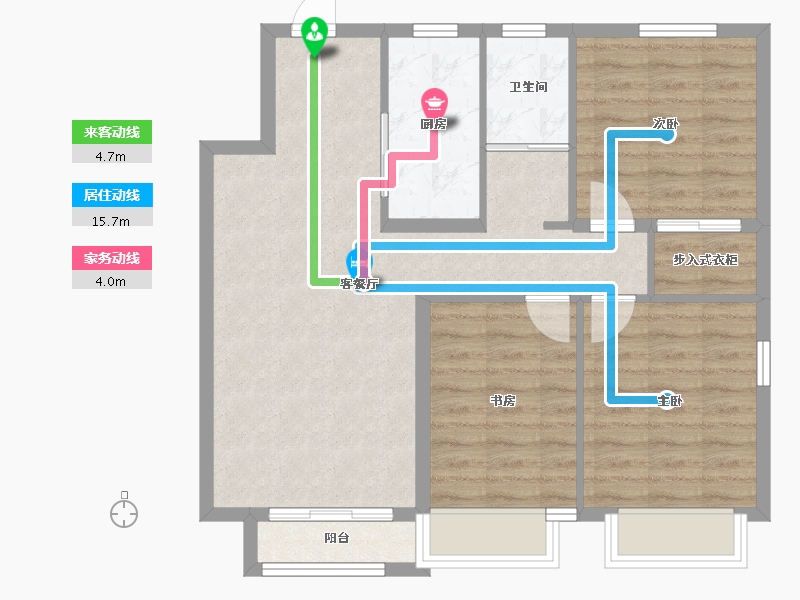 天津-天津市-新湖美丽洲6栋5栋,建面107m²-78.21-户型库-动静线