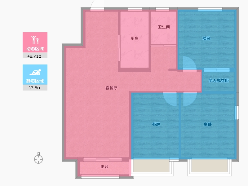 天津-天津市-新湖美丽洲6栋5栋,建面107m²-78.21-户型库-动静分区