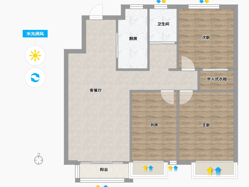 天津-天津市-新湖美丽洲7栋9栋,15栋14栋建面111m²-84.30-户型库-采光通风