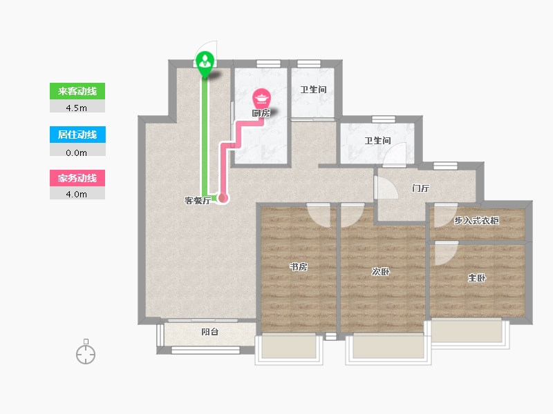 天津-天津市-新湖美丽洲17栋5栋,建面117m²-86.11-户型库-动静线