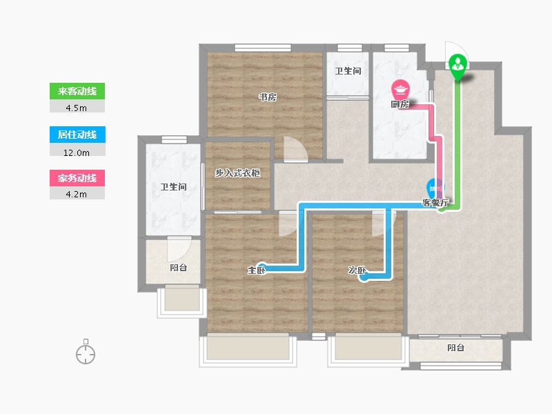 天津-天津市-新湖美丽洲7栋9栋,15栋14栋建面124m²-94.04-户型库-动静线