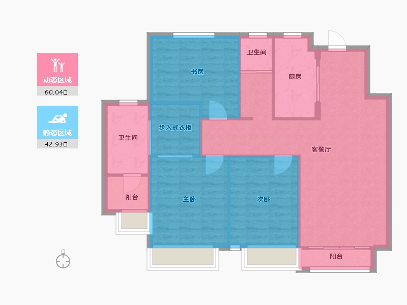 天津-天津市-新湖美丽洲7栋9栋,15栋14栋建面124m²-94.04-户型库-动静分区