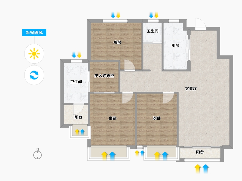 天津-天津市-新湖美丽洲7栋9栋,15栋14栋建面124m²-94.04-户型库-采光通风