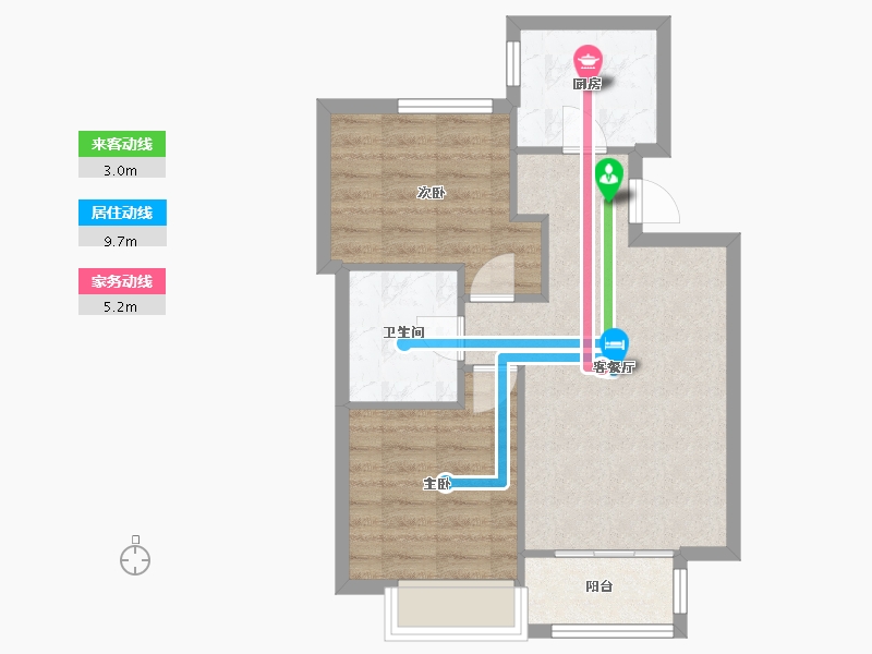 天津-天津市-新湖美丽洲17栋,21栋22栋建面89m²-56.95-户型库-动静线